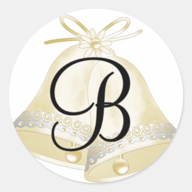 Hochzeitsglocken Monogram B Runder Aufkleber (Vorderseite)