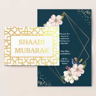 Hochzeitsglückwünsche Shaadi Mubarak Gold Folienkarte