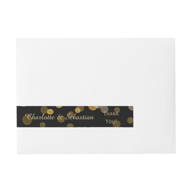 Hochzeitsgold-Imitate Glitzer Dots Custom Rundum-Adressaufkleber (Vorderseite)