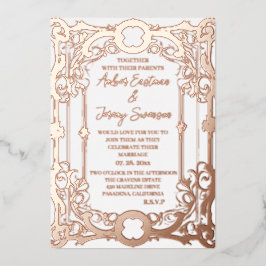 Hochzeitsgold und romantische Rose Folieneinladung