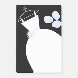 Hochzeitsgown Blau vertikale schwarze Post-it-Note Post-it Klebezettel