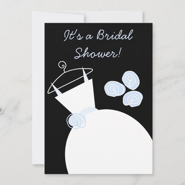 Hochzeitsgown Blue Brautdusche Einladung schwarz (Vorderseite)