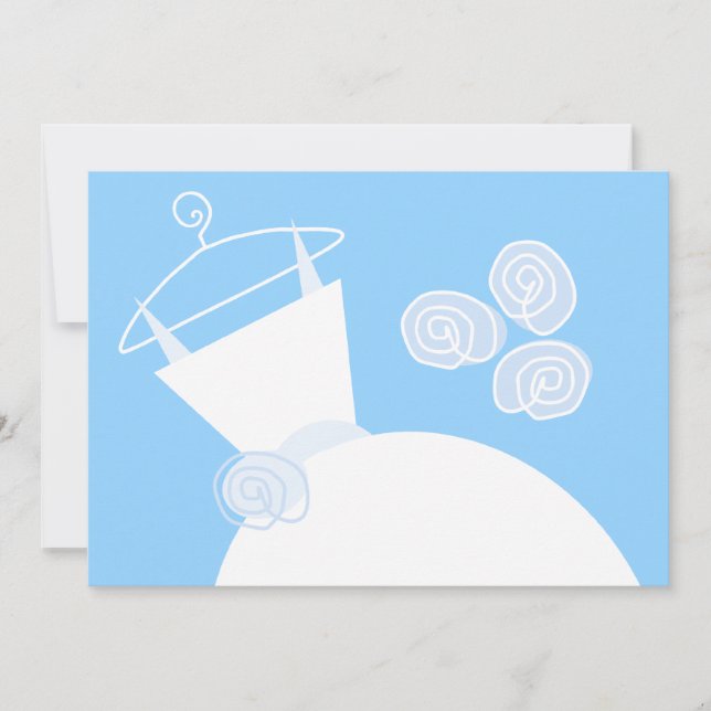 Hochzeitsgown Blue Brautparty horizontal Einladung (Vorderseite)