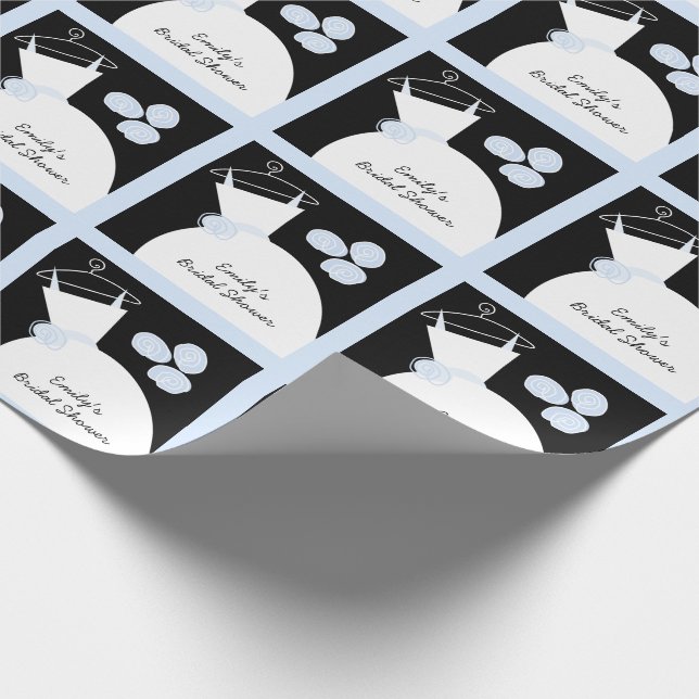 Hochzeitsgown Blue "Brautparty" schwarze Pastellfa Geschenkpapier (Ecke)