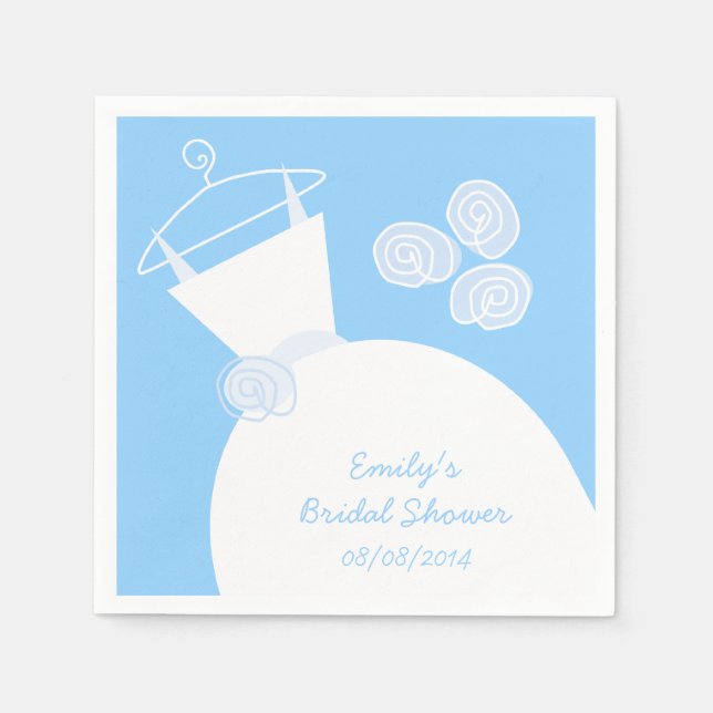 Hochzeitsgown Blue Brautparty 'Text' Serviette (Vorderseite)