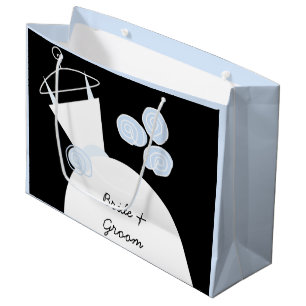 Hochzeitsgown Blue Bride & Groom schwarze Pastellf Große Geschenktüte