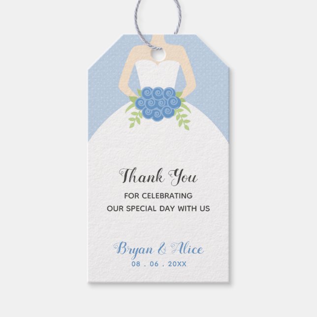 Hochzeitsgown-Liebesmarken (Pastellblau) Geschenkanhänger (Vorderseite)