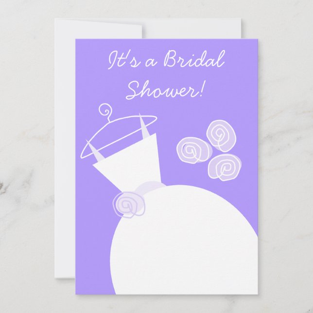 Hochzeitsgown Lila Brautdusche Einladung (Vorderseite)