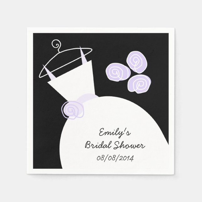 Hochzeitsgown Lila Brautparty 'Text' schwarz Serviette (Vorderseite)