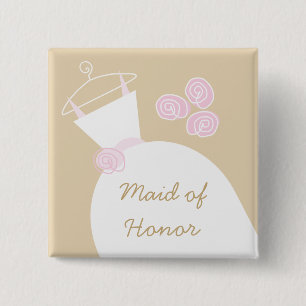 Hochzeitsgown Pink Beige 'Trauzeugin' Platz Button
