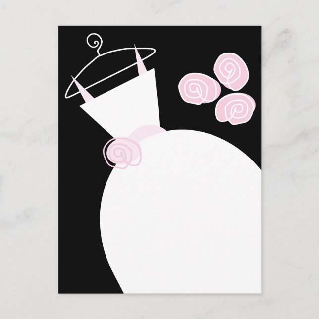 Hochzeitsgown Pink Black Pastellkarte Postkarte (Vorderseite)