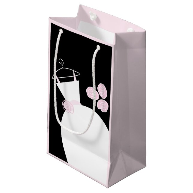 Hochzeitsgown Pink Geschenktasche schwarz blassros Kleine Geschenktüte (Vorderseite Schrägansicht)