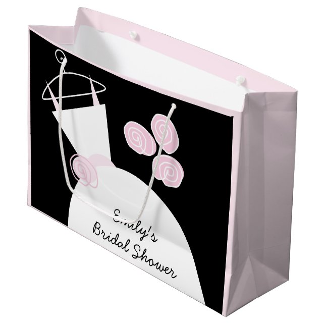 Hochzeitsgown Rosa Brautparty schwarz Pastellfarbe Große Geschenktüte (Vorderseite Schrägansicht)