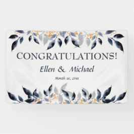 Hochzeitsgratulation Banner Elegant Blue Gold