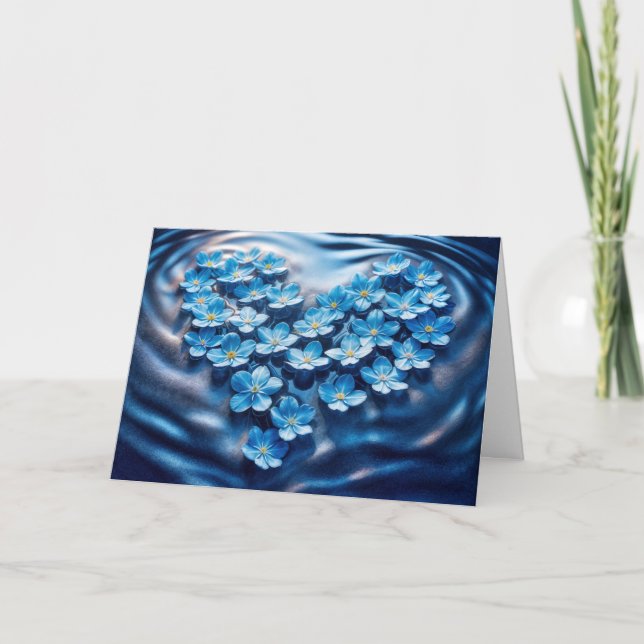 Hochzeitsgratulation Blue Vergiss-me-not-Heart Karte (Vorderseite)