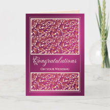 Hochzeitsgratulation Damask auf Pink Card
