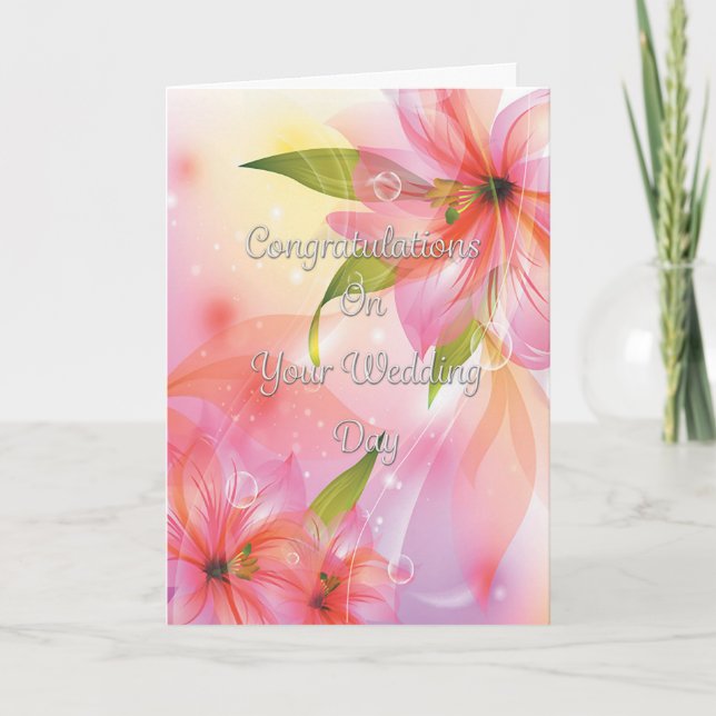 Hochzeitsgratulation Herzliche Fantasy-Blume Karte (Vorderseite)
