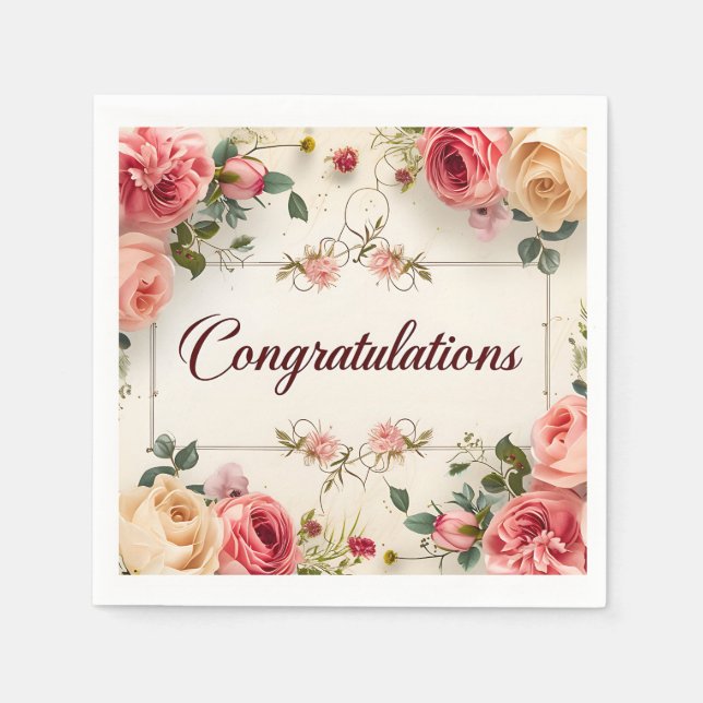 Hochzeitsgratulation Napkin Serviette (Vorderseite)