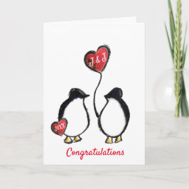 Hochzeitsgratulation niedliche Pinguin-Ballonkarte Karte
