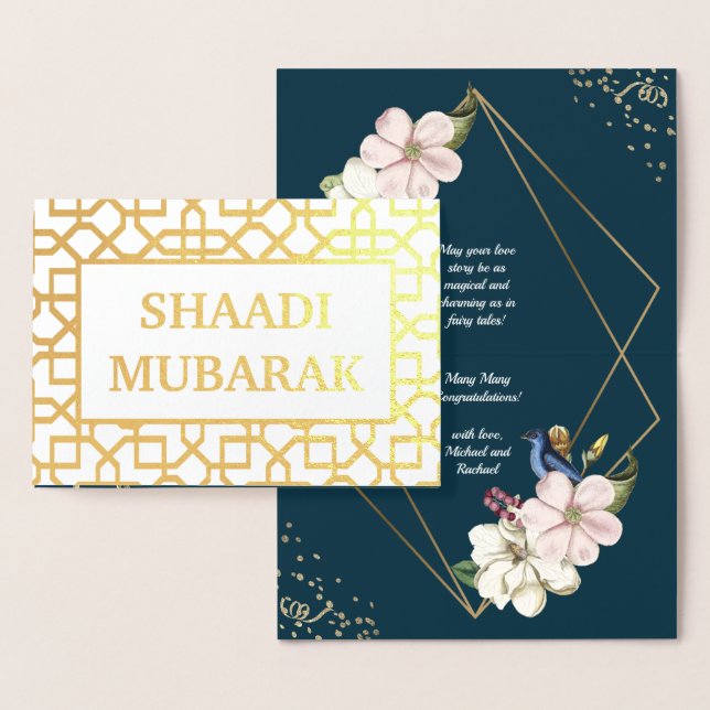 Hochzeitsgratulation Shaadi Mubarak Gold Folienkarte (Anzeige)