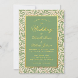Hochzeitsgrauen Imitate Gold Greenerage Foliage Bl Einladung