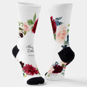 Hochzeitsgroom in Burgund und Wasserfarbe Socken