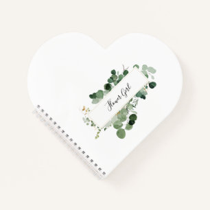 Hochzeitsgrün FLOWER MIRL Modernes Weißes Herz Notizbuch