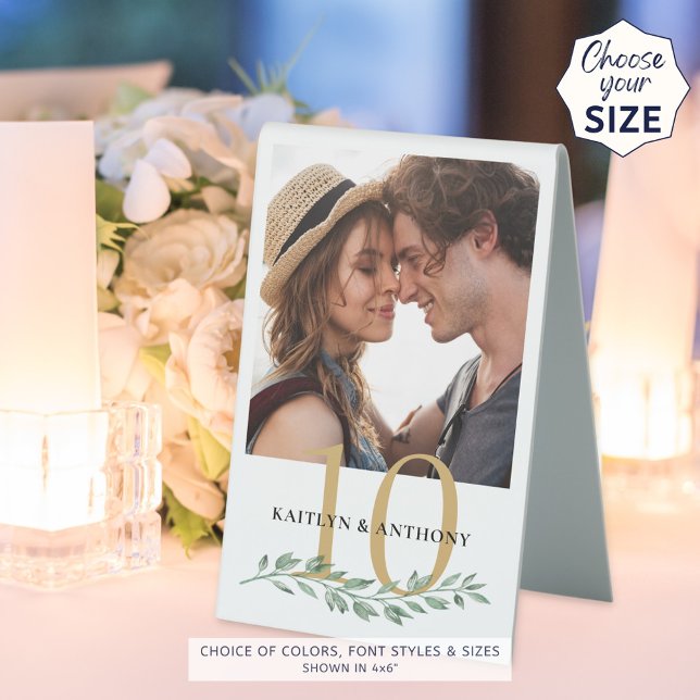 Hochzeitsgrün Gold 1 oder 2 Foto-Namen Tischaufsteller (Von Creator hochgeladen)