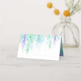 Hochzeitsgrün lila Weinkaskade Platzkarte