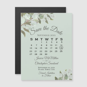 Hochzeitsgrün Save the Date Kalender Minzage Magneteinladung