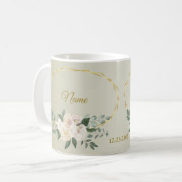 Hochzeitsgrünzeug Blätter Rosa Floral Gold Geometr Kaffeetasse