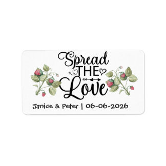 Hochzeitsgunstbehälter Jam-Tiegel Spread the Love Adressaufkleber