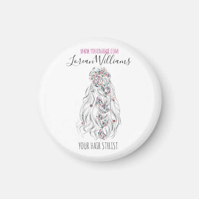 Hochzeitshaar Stylist Schwarz-weiß Wavy Hair Flora Magnet (Vorne)