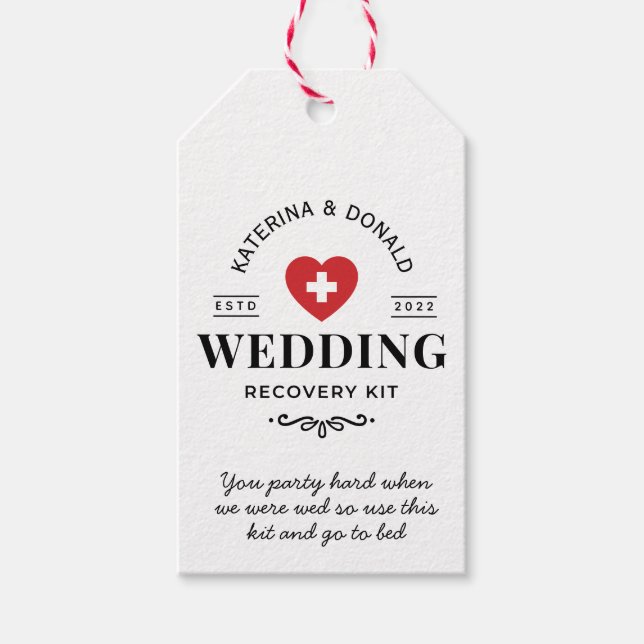 Hochzeitshangover Erholung Kit Geschenktasten Geschenkanhänger (Vorderseite)