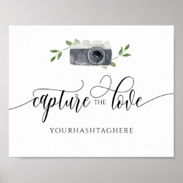 Hochzeitshashtag signieren Liebe Wasserfarbkamera  Poster