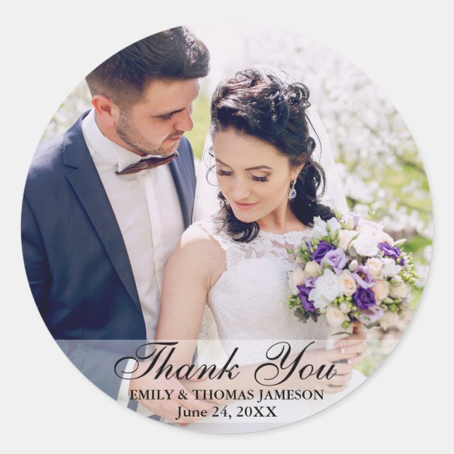 Hochzeitsheim Foto Danke Stickers Rd (Vorderseite)