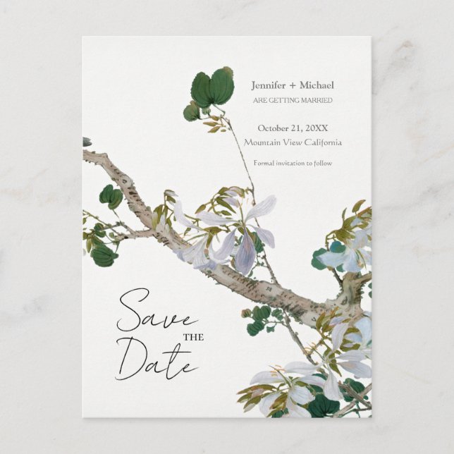 Hochzeitsheirat Minimalistische Kalligrafie Einladungspostkarte (Vorderseite)
