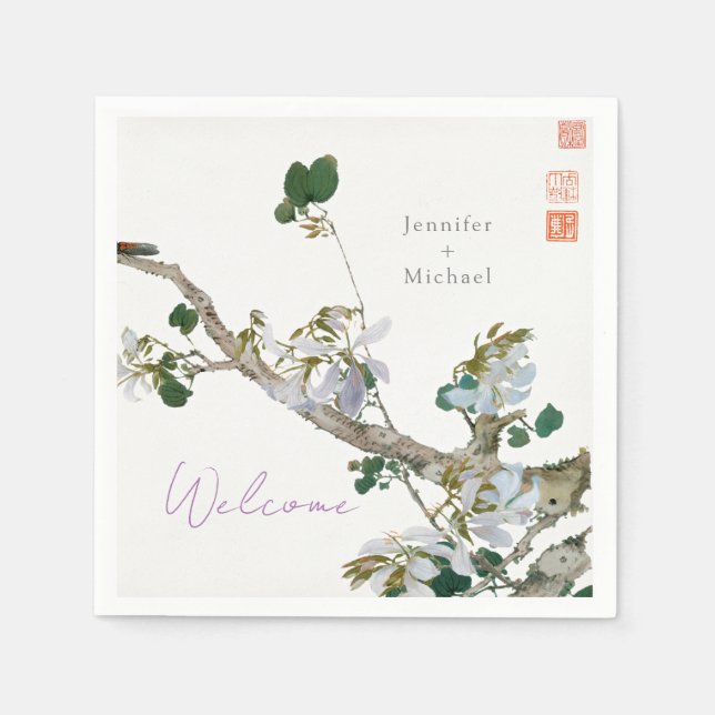 Hochzeitsheirat Minimalistische Kalligrafie Serviette (Vorderseite)