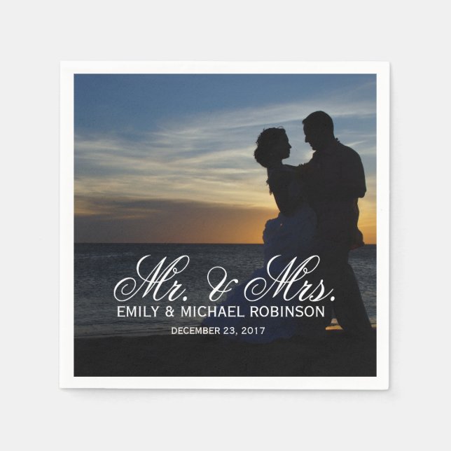 Hochzeitsheirat und Bräutigam Foto Serviette (Vorderseite)