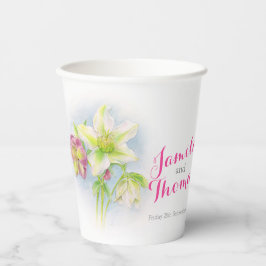 Hochzeitshellebohrer, grün, rosa, blühende Wasserf Pappbecher