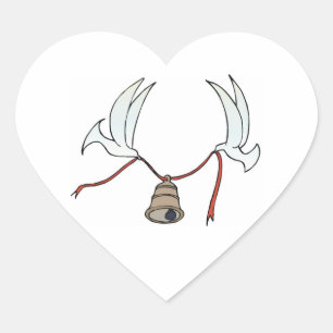Hochzeitsherz Doves Carry Wedding Bell Hochzeiten Herz-Aufkleber
