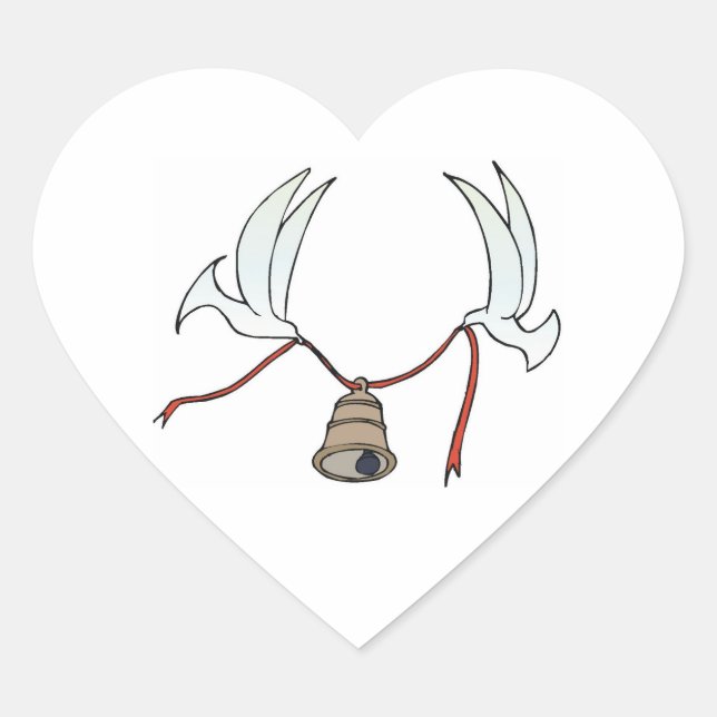 Hochzeitsherz Doves Carry Wedding Bell Hochzeiten Herz-Aufkleber (Vorderseite)