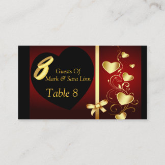 Hochzeitsherz Golden Rings Table Platzkarte
