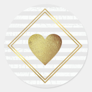 Hochzeitsherz Imitate Liebe Gold Runder Aufkleber