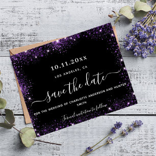 Hochzeitshilfen für lila Glitzer rett Datum Flyer