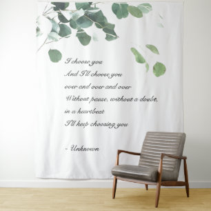 Hochzeitshintergrund-Tapisserie Aquarell-Eukalyptu Wandteppich