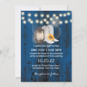 Hochzeitshochzeit des Navy Blue Sunflower Boots La Einladung