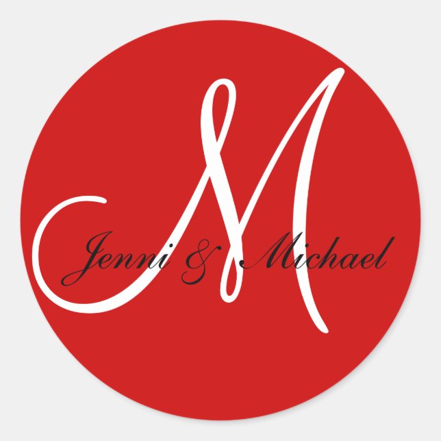 Hochzeitshöfe Namen Monogramm Aufkleber Rot (Vorderseite)