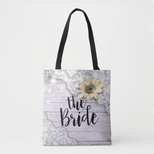 Hochzeitshöhe Sonnenblume Rustikale Holzleuchten Tasche (Vorderseite)