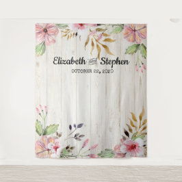 Hochzeitsholzböden Blume Rustikales Foto Wandteppich